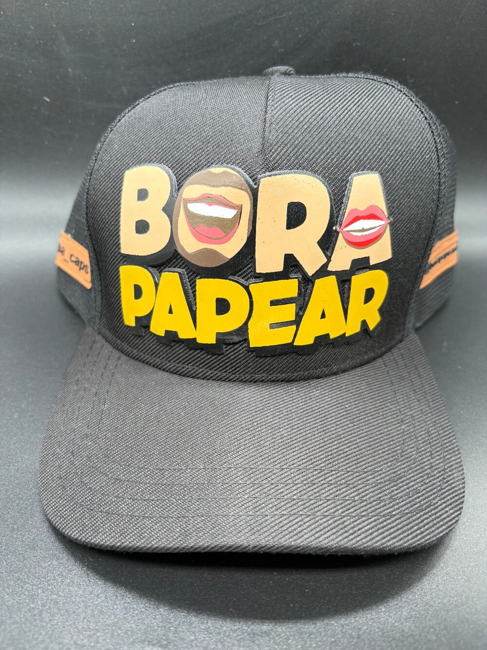 Bora Papear Japa Caps Black Trucker Hat 3D Graphic Mesh Snapback